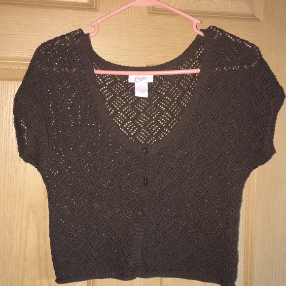 Candie's Sweaters - Cute Candies jrs crop crocheted cardigan Brown szL